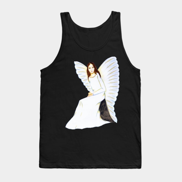 Guardian Angel, I am always here- Light Blue Tank Top by EarthSoul